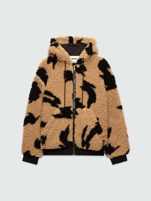 Beige teddy jacket with "Follow the Rabbit®" motif