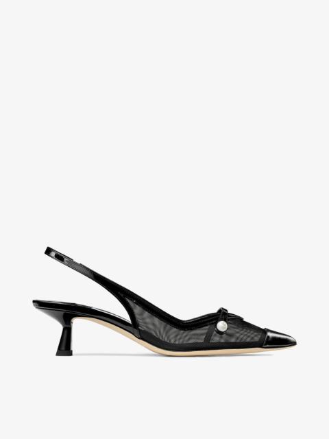 Amita 45
Black Patent Leather and Mesh Slingbacks