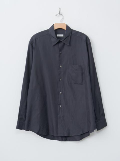 Cotton Silk Regular Collared Shirt - Navy