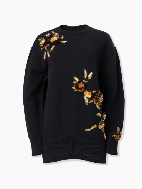 Floral-Embroidered Sweater