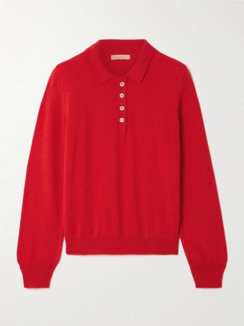 Aoife cashmere and cotton-blend polo sweater Red