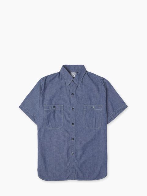 ORSLOW SHORT SLEEVE CHAMBRAY WORK SHIRT BLUE