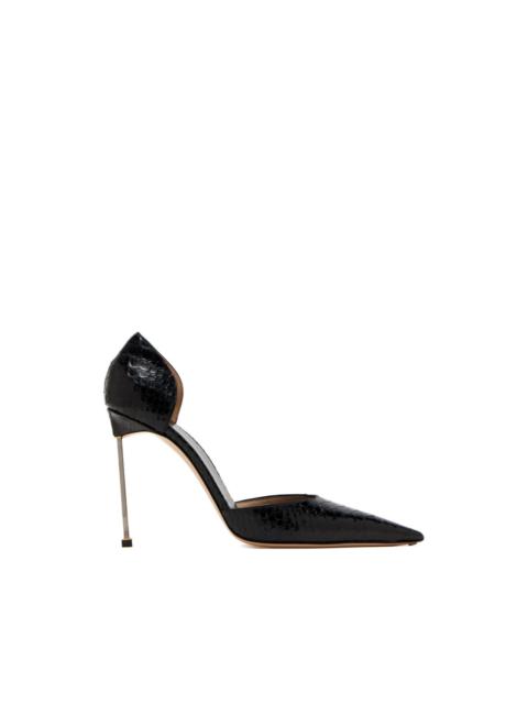 D'Orsay pointed textured heel pumps