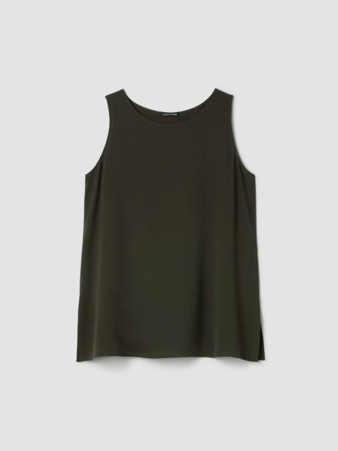 Silk Georgette Crepe Ballet Neck Long Tank