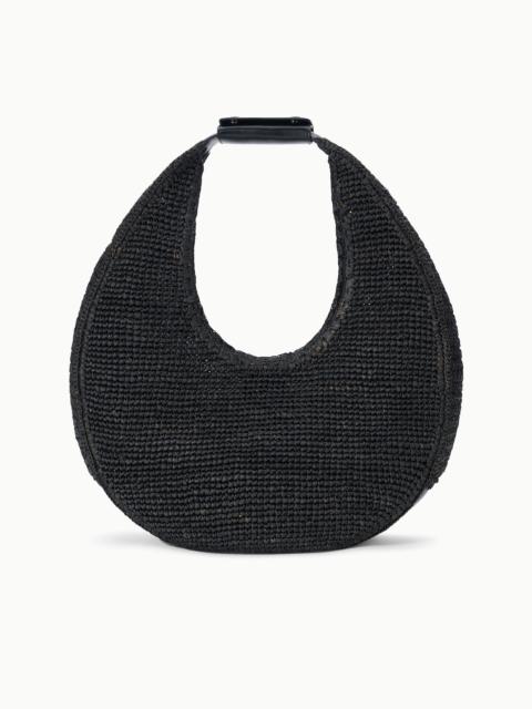 STAUD LARGE RAFFIA MOON TOTE BAG BLACK