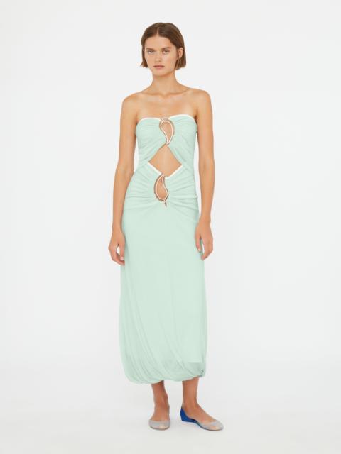 Paisley Overlay Encased Strapless Dress