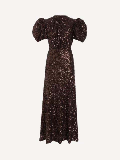 Brown Sequins Midi Dress