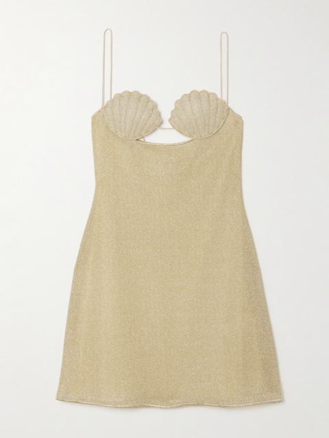 Lumière Cutout Embroidered Metallic Stretch-knit Mini Dress