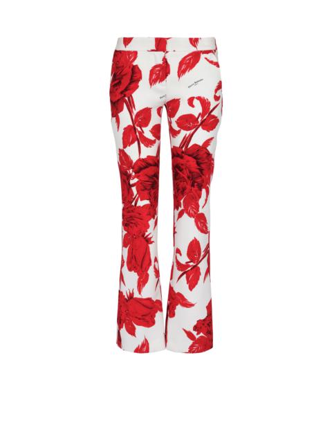 Crepe trousers with Roses print