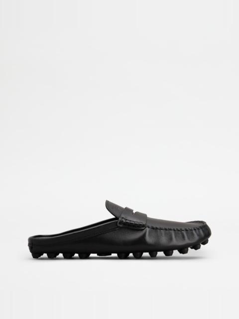 GOMMINO BUBBLE MULES IN LEATHER - BLACK