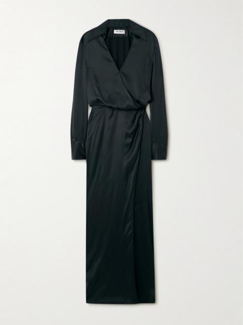 Satin Maxi Wrap Dress