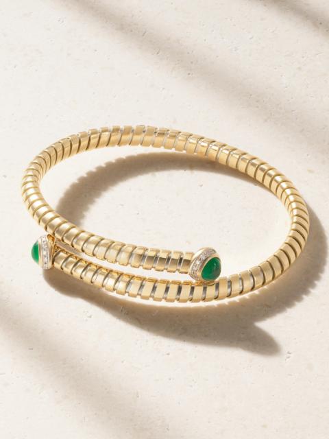 Trisolina 18-karat Gold, Emerald And Diamond Bangle