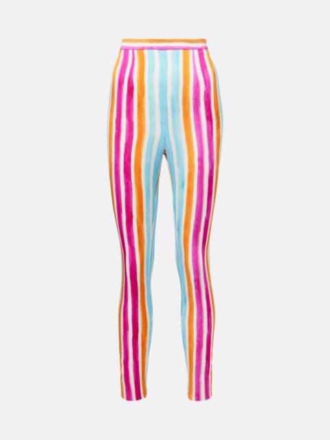 Striped silk-blend leggings