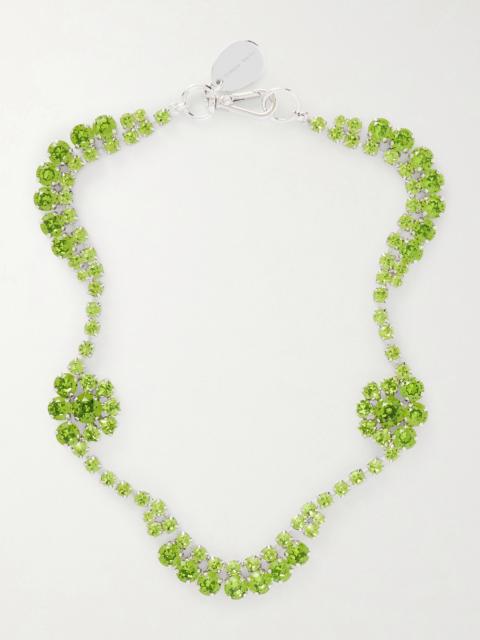 Scalloped Sepal Silver-tone Crystal Necklace