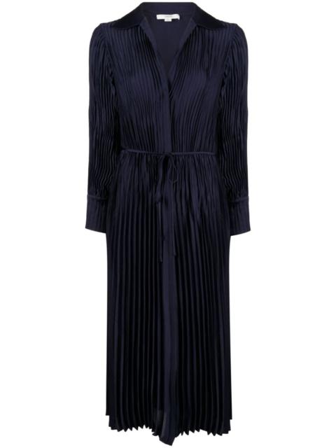 long-sleeve pleated shirtdress