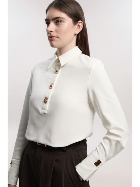 Techno Cotton Woven Shirt With Gold Clasp