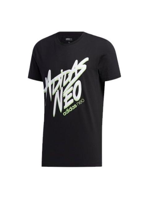 adidas neo M Faves Tee Alphabet Printing Sports Short Sleeve Black FP7350