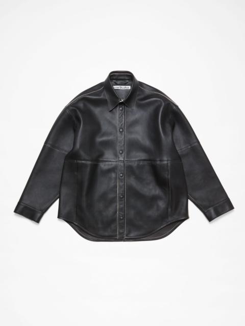 Leather shirt jacket - Black