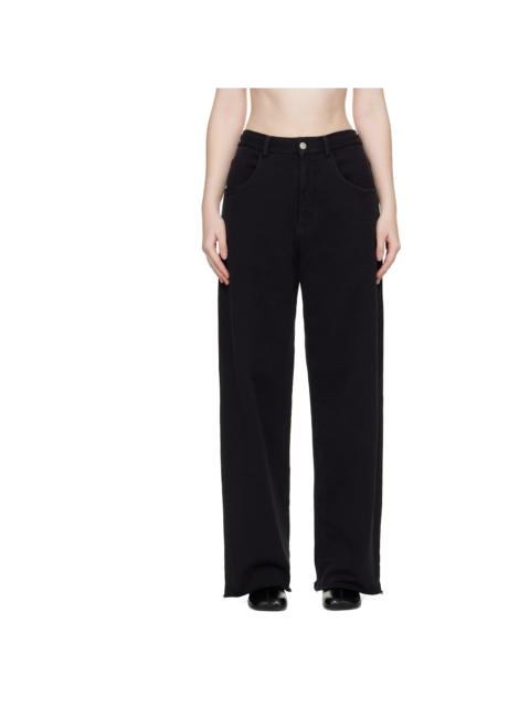 Black Wide-Leg Cotton Trousers