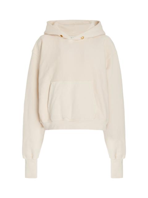 Cropped Raglan-Sleeve Cotton Sweatshirt ivory