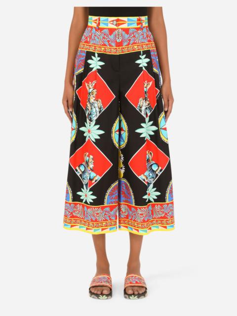 Carretto-print poplin pants