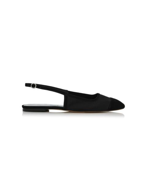 Geraldine Suede-Trimmed Satin Slingback Flats black