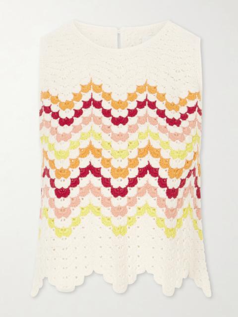 Cuenca Striped Crocheted Cotton Tank