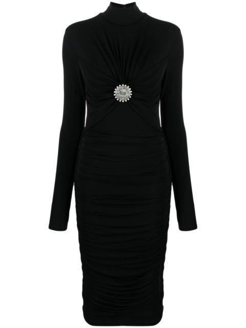 appliqué-detail ruched midi dress