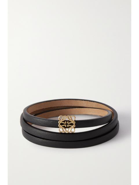 + Paula's Ibiza Leather And Gold-tone Wrap Bracelet
