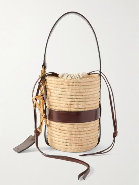 Kerala 25 embellished leather-trimmed faux raffia tote Neutral