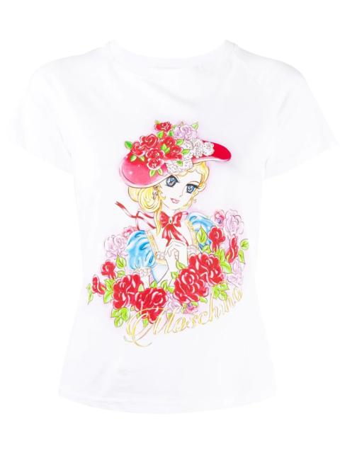 cartoon-print T-shirt