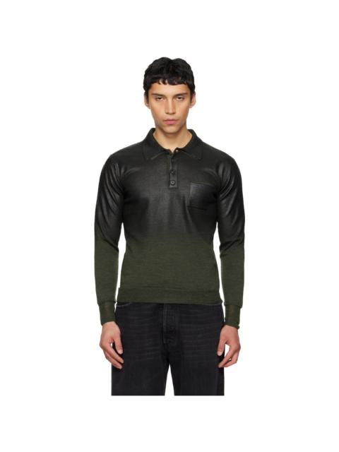 Green Foil Print Wool Polo