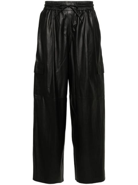 wide-leg leather cargo trousers