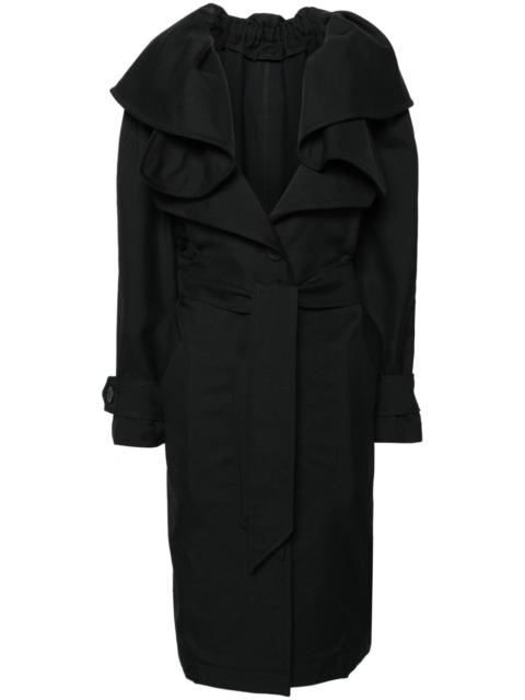 belted gabardine trench coat