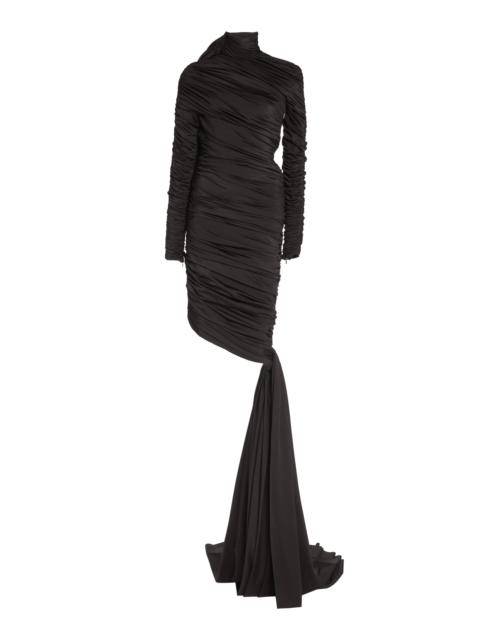 Knotted and Ruched Jersey Midi Dress black