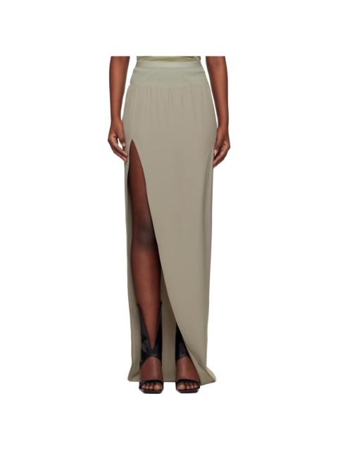 Green Hollywood Cocoon Crepe Slit Maxi Skirt