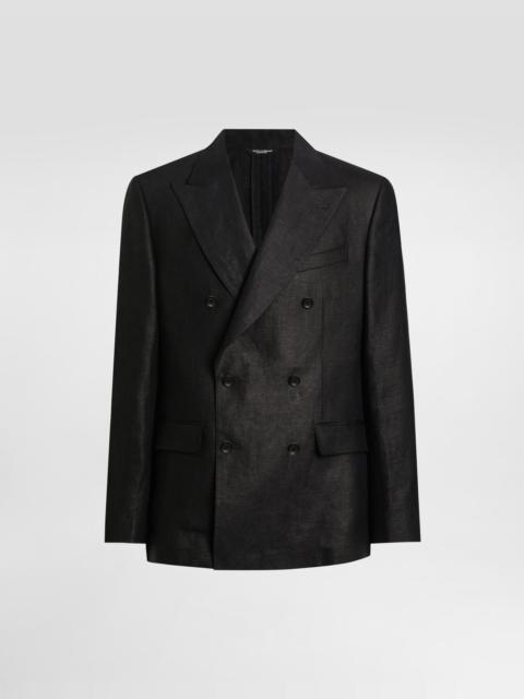 Double-breasted linen fabric jacket