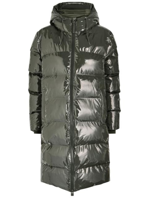 Rains Alta Long Quilted Coated Rubberised Jacket
