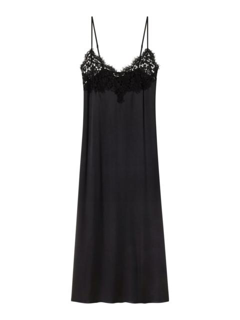 Lace Silk Satin Slip Dress black