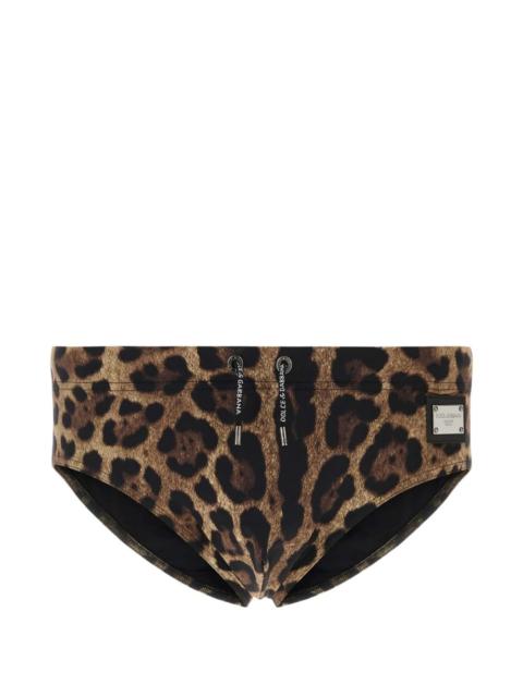 leopard-print swim briefs