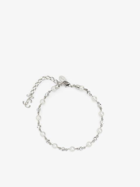 Pearl Crystal Anklet
Silver-Finish Metal Anklet with Pearl, Crystal and JC Monogram Charms