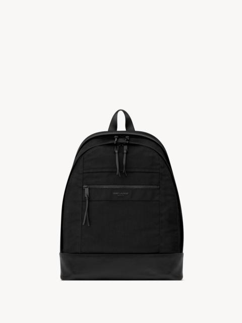 CITY BACKPACK IN NYLON CANVAS AND LEATHER