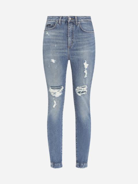 Stretch denim Audrey jeans with rips