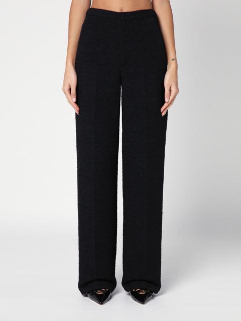 Black straight bouclé trousers