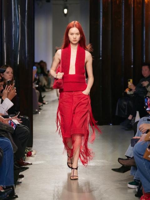 Macrame Fringed Corduroy Cropped Jean