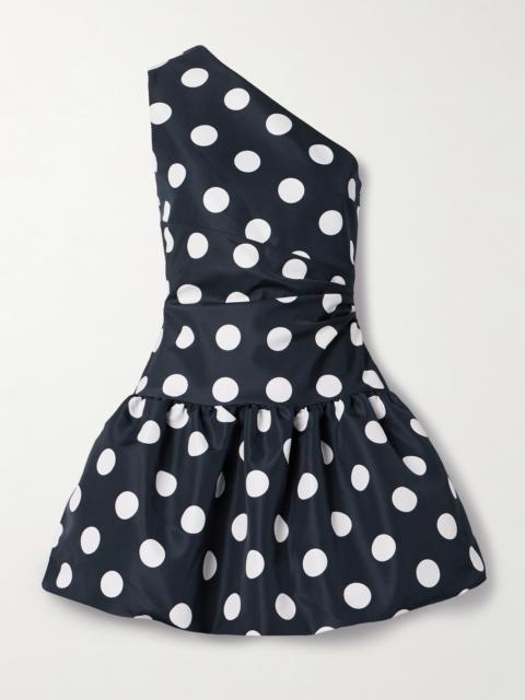 One-shoulder Polka-dot Faille Mini Dress