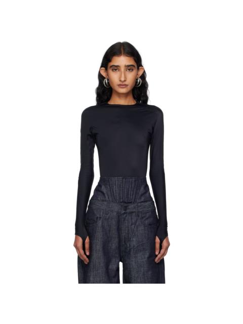 Black Shoulder Logo Bodysuit