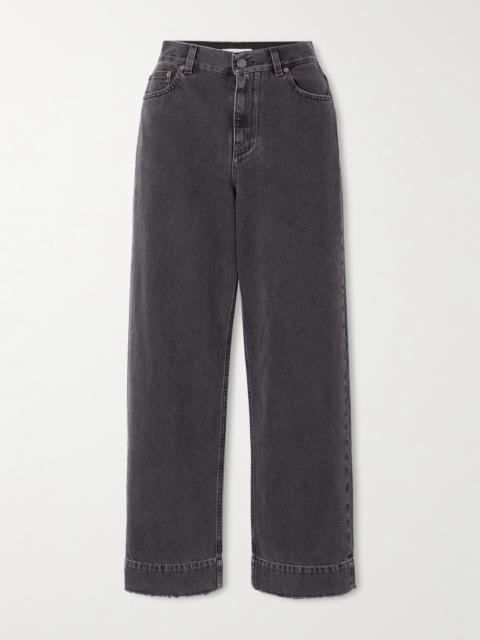 Frayed High-rise Straight-leg Jeans