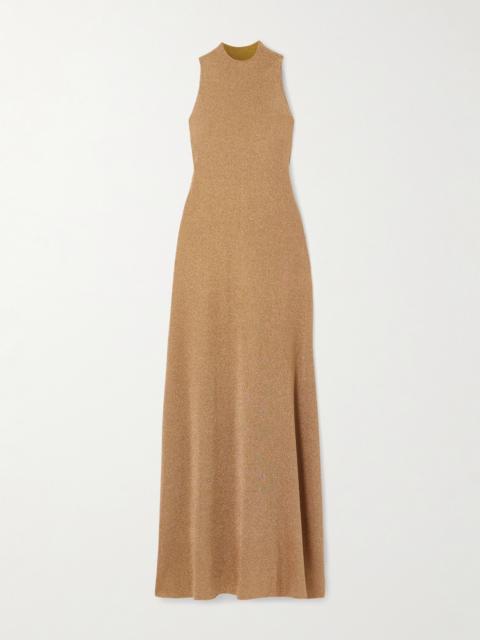 Mitzi Metallic Knitted Turtleneck Midi Dress