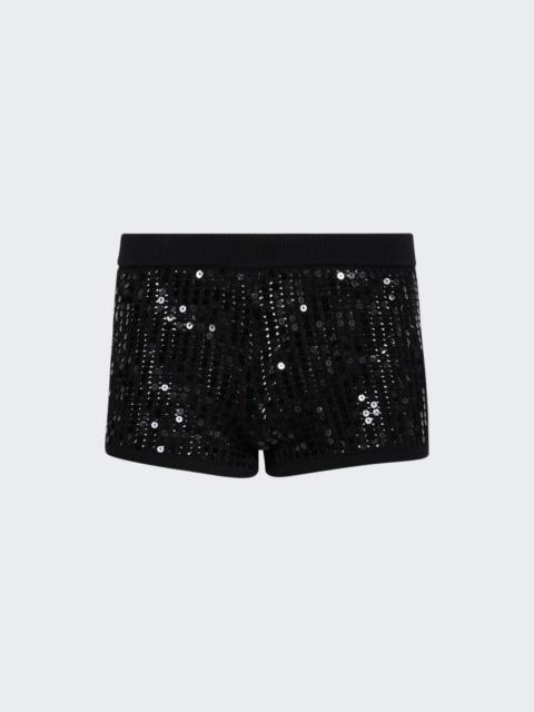 Sequin Knit Shorts Black